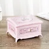 Decorative Objects Figurines Makeup Mirror Jewelry Box Music Dancing Ballerina Drawer Girl Kids al Toy Gift Pink 221108