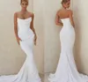 Long Mermaid Satin Wedding Dress Stretchy ärmlös snörning Back Ivory Vestidos de Novia Abendkleid brudklänning för kvinnor 2023