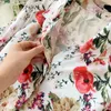 Casual Dresses 2022 Women Fashion Rose European Long Bubble-sleeve Print Flowers Swing Dress Vestidos De Fiesta