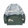 Chandails pour hommes Jeunes hommes Dessin animé Vaches Imprimer Vintage Pulls d'hiver Pull Hommes Oneck Coréen Fashions Pull Femmes Casual Harajuku Vêtements 221111