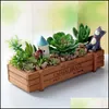 Jardinières Pots Rétro Design Jardinières Mode Pot De Jardin En Bois Anti-Usure Bureau Pot De Fleurs Décorations Amusantes Boîte De Rangement 3 7Hx Zz Dro Dhb1T