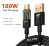 Cable transparente Toocki LED USB tipo C 100W PD cargador de carga rápida 66W/6A USB-C Cable de datos tipo C para Huawei P50 Xiaomi POCO Samsung