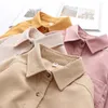 Women's Blouses Autumn Winter Corduroy Shirts Women Loose Long Sleeve Solid Lady Tops Casual Female Clothes Outwear Two Pockets