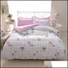 Ensembles de literie Textiles Style nordique Ensemble de literie coeur rose Linge de lit mignon Couette Er Draps et taies d'oreiller Queen King Size Home Textile Dhk7Z