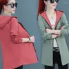 Damesgeulcoats dubbelzijdig het dragen van jas voor vrouwen 2022 Casual capuchon windbreaker 3xl lente herfst losse vrouw beide sidesjacket l5