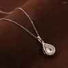 Pendant Necklaces Luxury Crystal Drop Shape Chain Necklace Gold And Silver Color Clavicle Women's Jewelry Trend