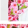 Dekorativa blommor 70 cm Artificial Potted Fake Bonsai Simulation Green Plant Plastic Peach Flower Tree for Home El Garden Festival