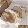 Tissue Boxes Napkins Cotton Linen Cloth Art Tissue Box Simple Paper Napkin Case Desktop Holder Home Office Car Living Room Dining Dhhnc