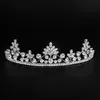 Elegant Crystal Wedding Crown Hair Jewelry Bridal Headpiece Silverf￤rg Blomma Tiara F￶delsedagsfest Presenttillbeh￶r