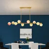 Ljuskronor nordisk f￤rgglad glasboll ledande ljuskrona g9 pendellampor restaurang h￤ngande lampbelysning fixturer vardagsrum dekoration