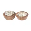 Jibill Wood 2 camadas fumando grade de ervas Ball Shape Shape Tobacco Crusher Presente para fumante WMMY00055201082