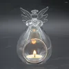 Candle Holders Praying Angel Holder Glass Candlestick Home Decor Ornament Clear Crystal Holiday Gift