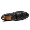 Elegante Slipper Männerschuhe Persönlichkeit gewebtes Muster PU Round Head Metal Buckle One Pedal Fashion Business Casual Wedding Party täglich AD222