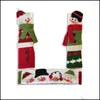 Décorations De Noël Décorations De Noël T84E 3 Pcs Réfrigérateur Poignée Ers Père Noël Four À Micro-Ondes Antibrûlure Gants Année Fête H Dhkd6