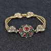 Bracelets de charme Fashion Floral Vintage For Women Gold Gold Plated Resin Rhinestone Charms Bracelet Luxury Wedding Jewelry Gifts Gifts