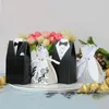 Enrolamento de presentes Boxes de chocolate noivo e noivo para casamento de vestido de vestuário Sacos de forma DIY com fita convidada