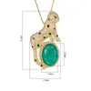 Pendentif Colliers NurmWung 2022 Européen Américain Rétro Simulation Émeraude Léopard Collier Pour Femmes Mode Bijoux Cadeau De Noël