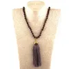 Pendant Necklaces MOODPC Fashion Bohemian Tribal Artisan Jewelry Natural Stone Knotted Thread Tassel Necklace