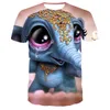 Hommes t-shirts 2022 été Animal éléphant prairie 3D cravate teinture hommes chemise Anime col rond grande taille vêtements surdimensionné Ropa De Hombre 6XL