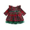 Abiti da ragazza -07-06 Lioraitiin 0-6 anni Toddler Baby Girl Christmas Dress Long Sleeve Bow Plaid Stampato Fashion Patchwork Abbigliamento in pizzo 221111