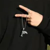 Hip Hop Iced Out Dolphin Pendant Necklace Micro Paved Zircon Bling Animal Jewelry Gift