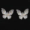 Stud Earrings Elegant Butterfly Cubic Zirconia Big Crystal Bridal Dangle Drop Earring For Wedding Jewelry 925 Sterling Sliver