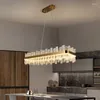 Lámparas de araña LED Rectangle lámpara de lámpara sala de estar dormitorio escalera de cocina iluminación interior hogar decire cristal colgante