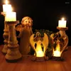 Candelabros Angel Estatua Tealight Holder Vintage Light Memorial Regalos para la iglesia de boda en casa 2679