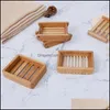 Soap Dishes Bathroom Storage Soap Holders Bamboo Draining Natural Soaps Tray Box El Wash Basin Strong 5 26Zz Q2 Drop Delivery Home G Dhf9R