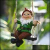 Decora￧￵es de jardim Creative Chete Swing Gnome Garden Garden Decora￧￣o de est￡tua resina an￵es pendurados na ￡rvore pingente ativo ornamento externo 220 dhpr9