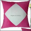 Coussin/Oreiller Décoratif Coussin En Peluche Court Ers Carré Épissage Diagonal Textiles De Maison Taies D'oreiller Doux Confortable 40X40 Cm Rouge Dhzlk