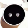 Orecchini a bottone in zircone con diamanti a forma di cuore semplici e carini di lusso nuovi super scintillanti per donna girls283R