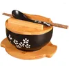 Миски в японском стиле, посуда, миска, корейская винтажная лапша, рисовая керамическая лапша быстрого приготовления, палочки для еды, крышка, ложка, подушечка, капля