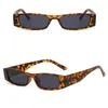 Sunglasses European American Retro Small Rectangle Narrow Frame Leopard Print Glasses Punk Hip Hop Men Women Eyewear Accessories