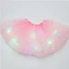 Scena noszona dla dzieci dziewczyna LED Light Up Tutu spódnica gwiazda cekin świetliste mesh księżniczka impreza balet Pettispyrt