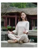 Etnische kleding dames katoen Chinese retro hand getrokken meditatie casual kungfu tai chi groep comfortabele pyjama's