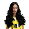 Peruki dla włosów damskich koronkowe syntetyczne chemiczne włókno po stronie czarnej wielkiej fali długie kręcone włosy peruka moda żeńska