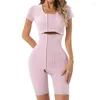 Mulheres Shapers Fajas Colombian Cintas Cintura Trainer BuLifter Shapewear Mulheres Manga Média Corpo Shaper Frente Ganchos Bainha Emagrecimento Plano