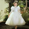 white Lace Flower Girl Dresses Long Sleeves For Wedding Appliqued luxury Ball Gown Toddler Pageant Gowns Tulle Custom Made First Communion Dress