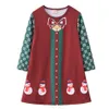 Girl's Dresses Girls Christmas Themed Long Sleeve Tree Print Lace Dress Snowman Santa Outfit Vestido Claus Knit Winter 221111