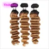 Brazilian Virgin Human Hair Loose Deep 3 Bundles 1B/27 Peruvian Double Wefts Ombre Color 10-34inch Yirubeauty Curly