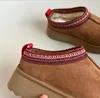 classico Australia Donna Stivali da neve Designer Vera pelle Stivali di pelliccia pigri Fondo spesso Piattaforme invernali Scarpe Slip-on Stivaletti caldi Castagna 58