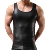 Men's Tank Tops Mens Male Top Fitness Costumes U Neck Sleeveless Tight Vest Shiny Metallic Aerobic Exercises