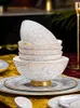 Bowls Enamel Tableware Set Of Dishes And Household Chinese Bone China Jingdezhen Luxury Golden Edge High-End Bowl Dish