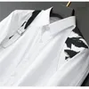 Designer Mens Dress Shirt عرض قميص حريري نحيف طويل الأكمام الطويلة أعمال الملابس المنقوشة من رجال الآسيوي Szie XXL 3XL 4XL