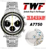 TWF Racing Master A7750 Automatisk kronograf Mens Watch ETA TACHYMETER BEZEL VIT BLACK DIAL Rostfritt stålarmband 326.30.40.50.06.001 Super Edition Puretime D4
