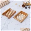 Soap Dishes Bathroom Storage Soap Holders Bamboo Draining Natural Soaps Tray Box El Wash Basin Strong 5 26Zz Q2 Drop Delivery Home G Dhf9R