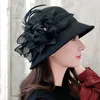 Boinas 2022 Invierno Retro Fedora Sombrero Mujer Chapeu Femme Feutre Floral Sombrero Mujer Bowler Vintage Formal Lana Fieltro Sombreros