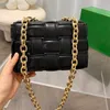 Ontwerper geweven schoudertassen dames gevoerde cassette handtas dikke ketens crossbody kussentas luxe weven b lederen portemonnees handtassen handtassen