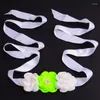 Belts White And Lime Green Flower Girl Sash Belt Women Maternity Satin Rhinestone Kids Girls Bridal Wedding Dress